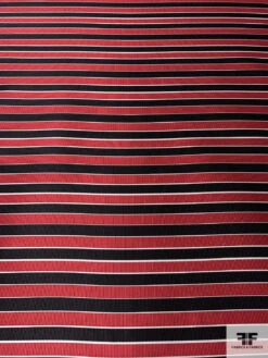 Horizontal Striped Silk Necktie Jacquard Brocade - Red / Black / Light Grey -Fabrics And Fabrics Store 15989 3
