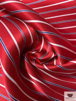 Horizontal Striped Silk Necktie Jacquard Brocade - Red / White / Blue 12 Horizontal Striped Silk Necktie Jacquard Brocade - Red / White / Blue -Fabrics And Fabrics Store 15993 2