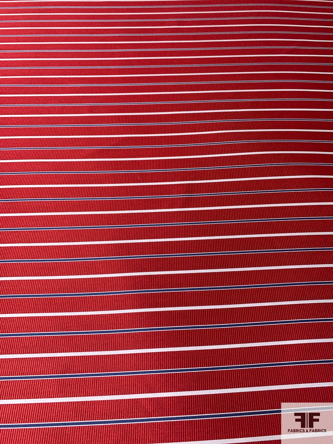 Horizontal Striped Silk Necktie Jacquard Brocade - Red / White / Blue 6 Horizontal Striped Silk Necktie Jacquard Brocade - Red / White / Blue - Image 4