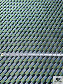 Gradient Squares Silk Necktie Jacquard Brocade - Greens / Navy / Greys 14 Gradient Squares Silk Necktie Jacquard Brocade - Greens / Navy / Greys -Fabrics And Fabrics Store 15994 4