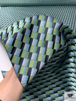 Gradient Squares Silk Necktie Jacquard Brocade - Greens / Navy / Greys 16 Gradient Squares Silk Necktie Jacquard Brocade - Greens / Navy / Greys -Fabrics And Fabrics Store 15994 7