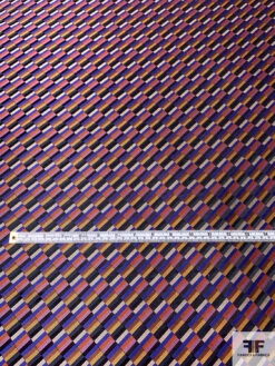 Gradient Squares Silk Necktie Jacquard Brocade - Purple / Blue / Navy / Turmeric -Fabrics And Fabrics Store 15995 4