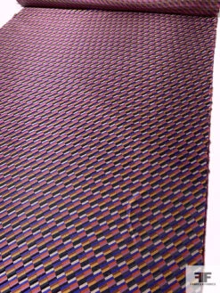 Gradient Squares Silk Necktie Jacquard Brocade - Purple / Blue / Navy / Turmeric -Fabrics And Fabrics Store 15995 6