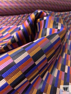 Gradient Squares Silk Necktie Jacquard Brocade - Purple / Blue / Navy / Turmeric -Fabrics And Fabrics Store 15995 8