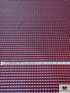 Leaf Geometric Silk Necktie Jacquard Brocade - Red / Periwinkle / Navy / Off-White -Fabrics And Fabrics Store 15996 4