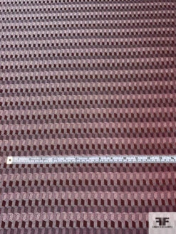 Cube Mosaic Silk Necktie Jacquard Brocade - Maroon / Grey / Black -Fabrics And Fabrics Store 15997 4