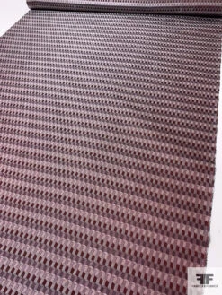 Cube Mosaic Silk Necktie Jacquard Brocade - Maroon / Grey / Black -Fabrics And Fabrics Store 15997 6