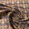 Art Deco Geometric Silk Necktie Jacquard Brocade - Camel / Brown / Tan / Slate Blue -Fabrics And Fabrics Store 16001 1