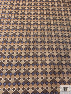 Art Deco Geometric Silk Necktie Jacquard Brocade - Camel / Brown / Tan / Slate Blue 13 Art Deco Geometric Silk Necktie Jacquard Brocade - Camel / Brown / Tan / Slate Blue -Fabrics And Fabrics Store 16001 3
