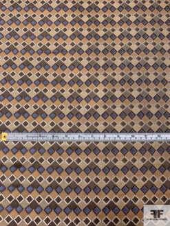 Art Deco Geometric Silk Necktie Jacquard Brocade - Camel / Brown / Tan / Slate Blue 14 Art Deco Geometric Silk Necktie Jacquard Brocade - Camel / Brown / Tan / Slate Blue -Fabrics And Fabrics Store 16001 4