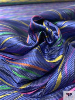 Wavy Striations Silk Necktie Jacquard Brocade - Yale Blue / Yellow / Orange / Pink / Green 17 Wavy Striations Silk Necktie Jacquard Brocade - Yale Blue / Yellow / Orange / Pink / Green -Fabrics And Fabrics Store 16003 8