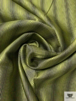 Vertical Gradient Striped Silk Necktie Jacquard Brocade - Royal Olive / Black