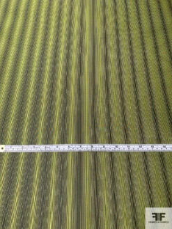 Vertical Gradient Striped Silk Necktie Jacquard Brocade - Royal Olive / Black -Fabrics And Fabrics Store 16005 4