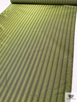 Vertical Gradient Striped Silk Necktie Jacquard Brocade - Royal Olive / Black -Fabrics And Fabrics Store 16005 6