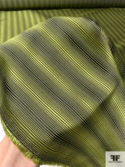 Vertical Gradient Striped Silk Necktie Jacquard Brocade - Royal Olive / Black -Fabrics And Fabrics Store 16005 7