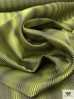 Vertical Gradient Striped Silk Necktie Jacquard Brocade - Royal Olive / Black -Fabrics And Fabrics Store 16005 8