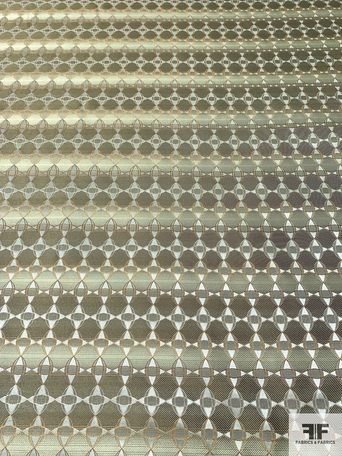 Art Deco Link Silk Necktie Jacquard Brocade - Earthy Greens / Tan / Gold 3 Art Deco Link Silk Necktie Jacquard Brocade - Earthy Greens / Tan / Gold