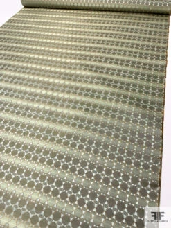 Art Deco Link Silk Necktie Jacquard Brocade - Earthy Greens / Tan / Gold 16 Art Deco Link Silk Necktie Jacquard Brocade - Earthy Greens / Tan / Gold -Fabrics And Fabrics Store 16006 7