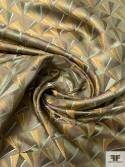 Triangle Mosaic Silk Necktie Jacquard Brocade - Antique Olive / Brown 12 Triangle Mosaic Silk Necktie Jacquard Brocade - Antique Olive / Brown -Fabrics And Fabrics Store 16007 2
