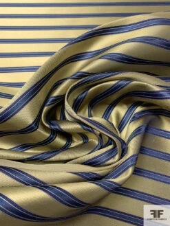 Horizontal Striped Silk Necktie Jacquard Brocade - Gold / Navy / Blue 12 Horizontal Striped Silk Necktie Jacquard Brocade - Gold / Navy / Blue -Fabrics And Fabrics Store 16008 2