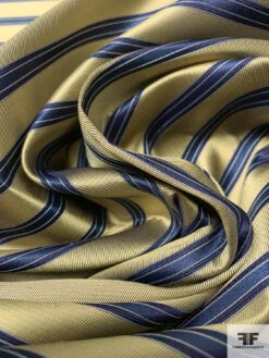 Horizontal Striped Silk Necktie Jacquard Brocade - Gold / Navy / Blue 13 Horizontal Striped Silk Necktie Jacquard Brocade - Gold / Navy / Blue -Fabrics And Fabrics Store 16008 3