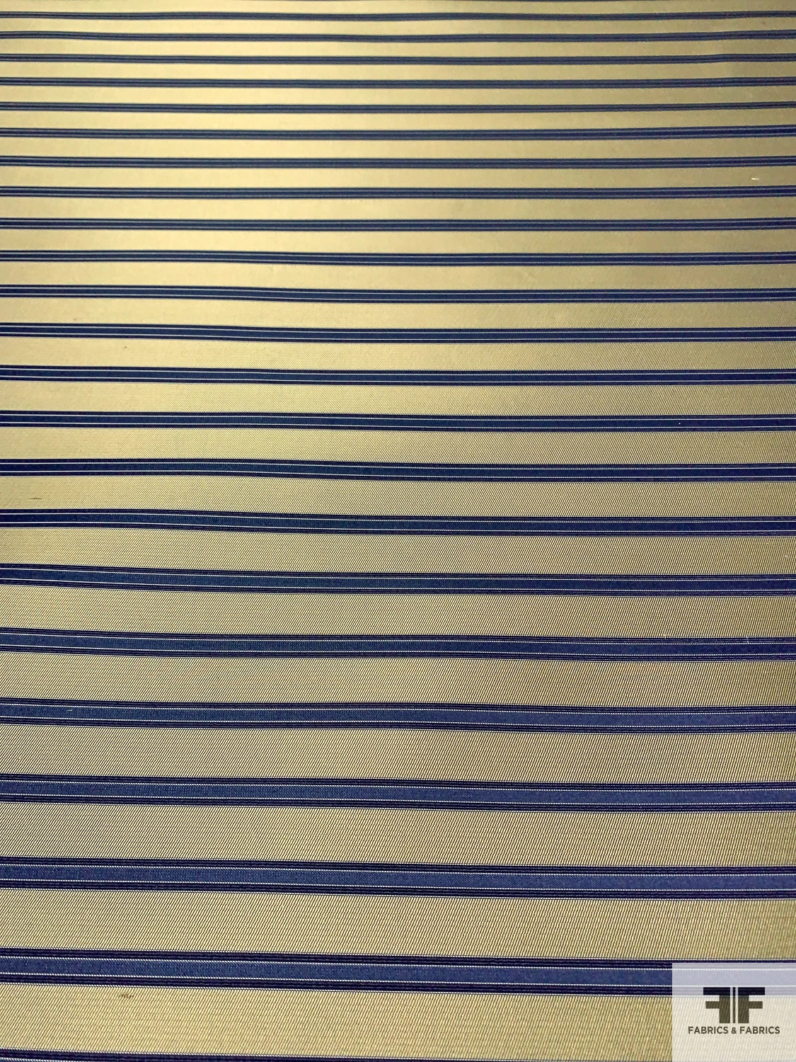 Horizontal Striped Silk Necktie Jacquard Brocade - Gold / Navy / Blue 7 Horizontal Striped Silk Necktie Jacquard Brocade - Gold / Navy / Blue - Image 5