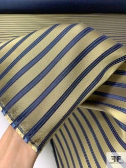 Horizontal Striped Silk Necktie Jacquard Brocade - Gold / Navy / Blue 17 Horizontal Striped Silk Necktie Jacquard Brocade - Gold / Navy / Blue -Fabrics And Fabrics Store 16008 8