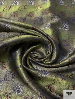 Checkered Floral Silk Necktie Jacquard Brocade - Olive / Ochre / Light Taupe / Nude 12 Checkered Floral Silk Necktie Jacquard Brocade - Olive / Ochre / Light Taupe / Nude -Fabrics And Fabrics Store 16011 2