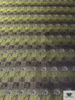 Checkered Floral Silk Necktie Jacquard Brocade - Olive / Ochre / Light Taupe / Nude 13 Checkered Floral Silk Necktie Jacquard Brocade - Olive / Ochre / Light Taupe / Nude -Fabrics And Fabrics Store 16011 3