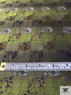 Checkered Floral Silk Necktie Jacquard Brocade - Olive / Ochre / Light Taupe / Nude 15 Checkered Floral Silk Necktie Jacquard Brocade - Olive / Ochre / Light Taupe / Nude -Fabrics And Fabrics Store 16011 5