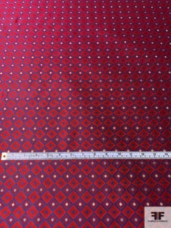 Geometric Silk Necktie Jacquard Brocade - Red / Blue / Grey / Off-White 14 Geometric Silk Necktie Jacquard Brocade - Red / Blue / Grey / Off-White -Fabrics And Fabrics Store 16013 4