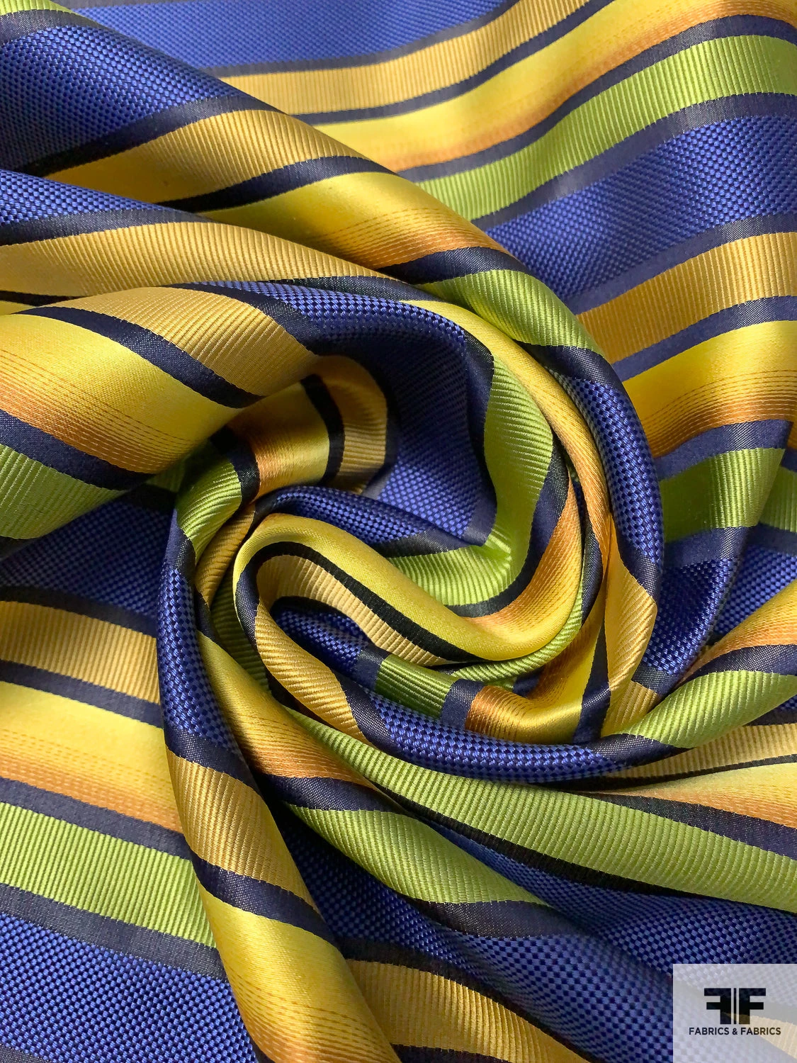 Horizontal Striped Silk Necktie Jacquard Brocade - Lime / Blue / Navy / Golden-Yellow 4 Horizontal Striped Silk Necktie Jacquard Brocade - Lime / Blue / Navy / Golden-Yellow - Image 2