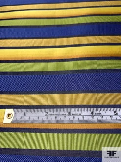 Horizontal Striped Silk Necktie Jacquard Brocade - Lime / Blue / Navy / Golden-Yellow 16 Horizontal Striped Silk Necktie Jacquard Brocade - Lime / Blue / Navy / Golden-Yellow -Fabrics And Fabrics Store 16021 6