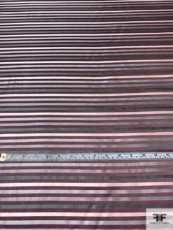 Horizontal Striped Silk Necktie Jacquard Brocade - Pink / Grey / Off-White / Black -Fabrics And Fabrics Store 16025 5