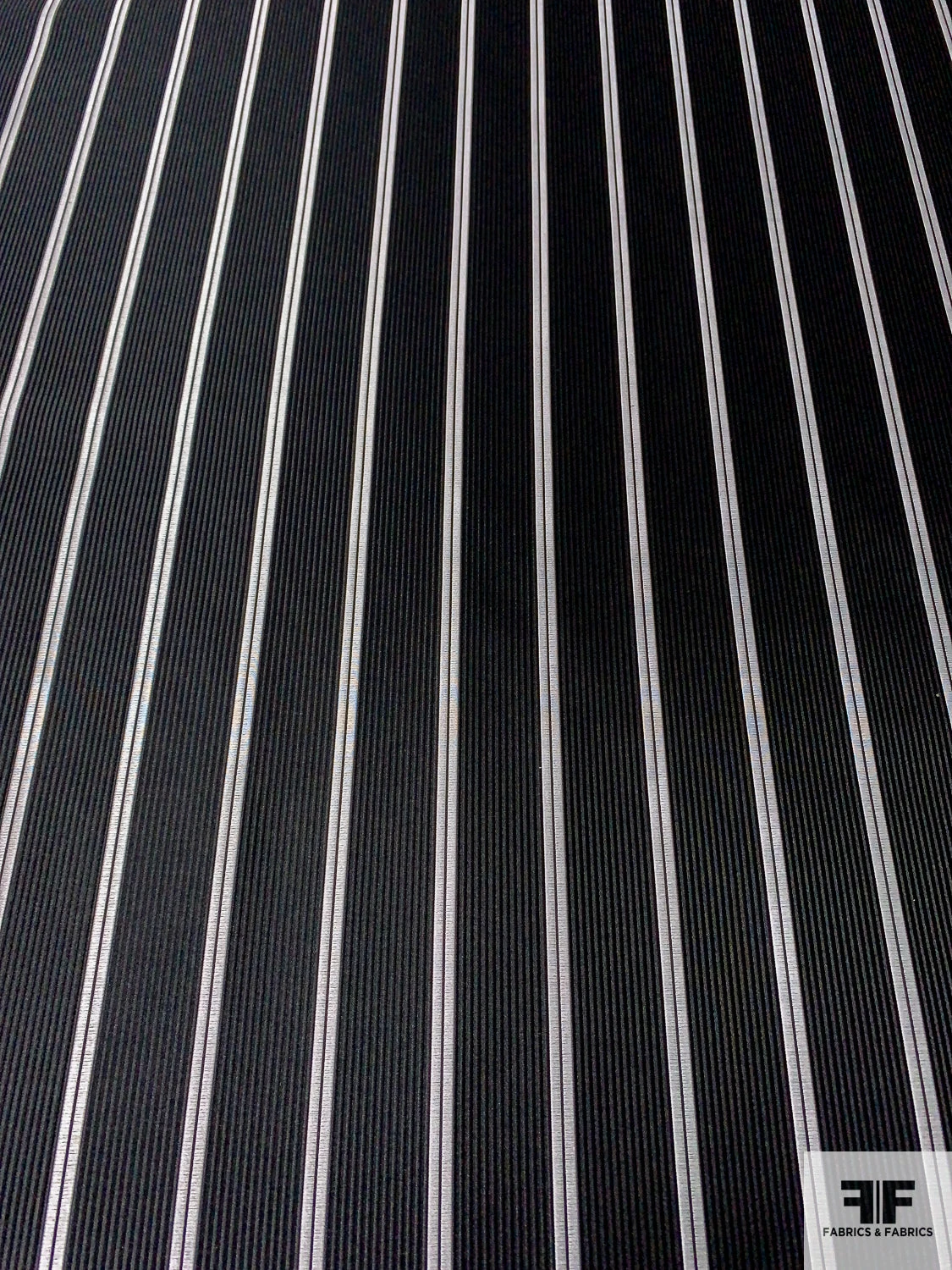 Vertical Striped Silk Necktie Jacquard Brocade - Black / Lightest Grey 6 Vertical Striped Silk Necktie Jacquard Brocade - Black / Lightest Grey - Image 4