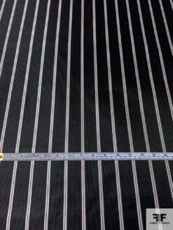 Vertical Striped Silk Necktie Jacquard Brocade - Black / Lightest Grey 14 Vertical Striped Silk Necktie Jacquard Brocade - Black / Lightest Grey -Fabrics And Fabrics Store 16027 4