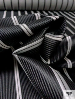 Vertical Striped Silk Necktie Jacquard Brocade - Black / Lightest Grey 17 Vertical Striped Silk Necktie Jacquard Brocade - Black / Lightest Grey -Fabrics And Fabrics Store 16027 8