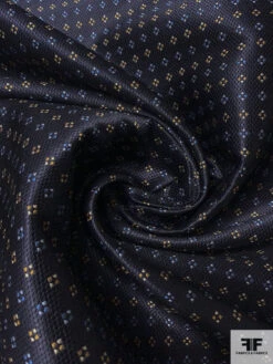 Diamond Dot Silk Necktie Jacquard Brocade - Navy / Blue / Turmeric / Grey