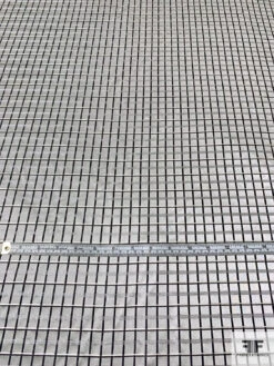 Basketweave Plaid Silk Necktie Jacquard Brocade - Grey / Black / White 15 Basketweave Plaid Silk Necktie Jacquard Brocade - Grey / Black / White -Fabrics And Fabrics Store 16037 5