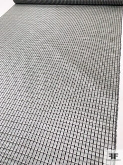 Basketweave Plaid Silk Necktie Jacquard Brocade - Grey / Black / White 17 Basketweave Plaid Silk Necktie Jacquard Brocade - Grey / Black / White -Fabrics And Fabrics Store 16037 7