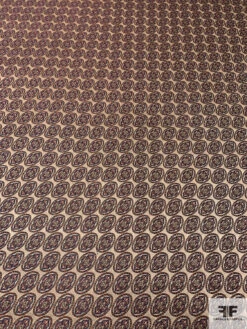 Florals In Oval Silk Necktie Jacquard Brocade - Tan / Brick / Blue 14 Florals In Oval Silk Necktie Jacquard Brocade - Tan / Brick / Blue -Fabrics And Fabrics Store 16038 4
