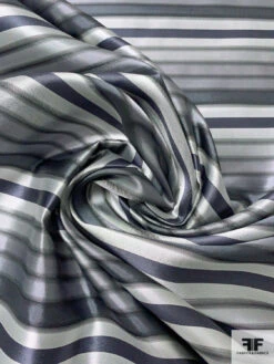 Horizontal Striped Silk Necktie Jacquard Brocade - Shades Of Grey -Fabrics And Fabrics Store 16039 2
