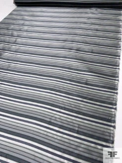 Horizontal Striped Silk Necktie Jacquard Brocade - Shades Of Grey -Fabrics And Fabrics Store 16039 6