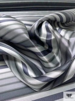 Horizontal Striped Silk Necktie Jacquard Brocade - Shades Of Grey -Fabrics And Fabrics Store 16039 8
