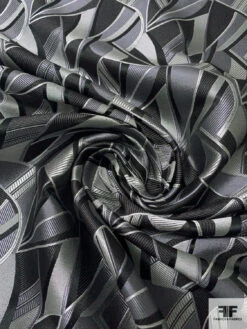 Abstract Silk Necktie Jacquard Brocade - Shades Of Grey / Black -Fabrics And Fabrics Store 16043 1