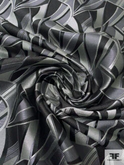 Abstract Silk Necktie Jacquard Brocade - Shades Of Grey / Black -Fabrics And Fabrics Store 16043 2