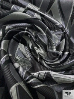 Abstract Silk Necktie Jacquard Brocade - Shades Of Grey / Black -Fabrics And Fabrics Store 16043 3