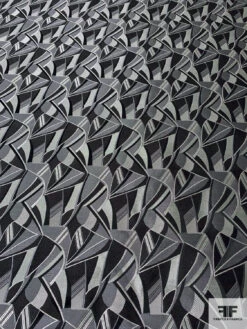 Abstract Silk Necktie Jacquard Brocade - Shades Of Grey / Black