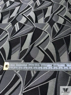 Abstract Silk Necktie Jacquard Brocade - Shades Of Grey / Black -Fabrics And Fabrics Store 16043 6