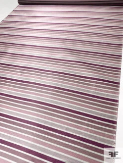Horizontal Striped Silk Necktie Jacquard Brocade - Dusty Pinks / Off-White -Fabrics And Fabrics Store 16051 7